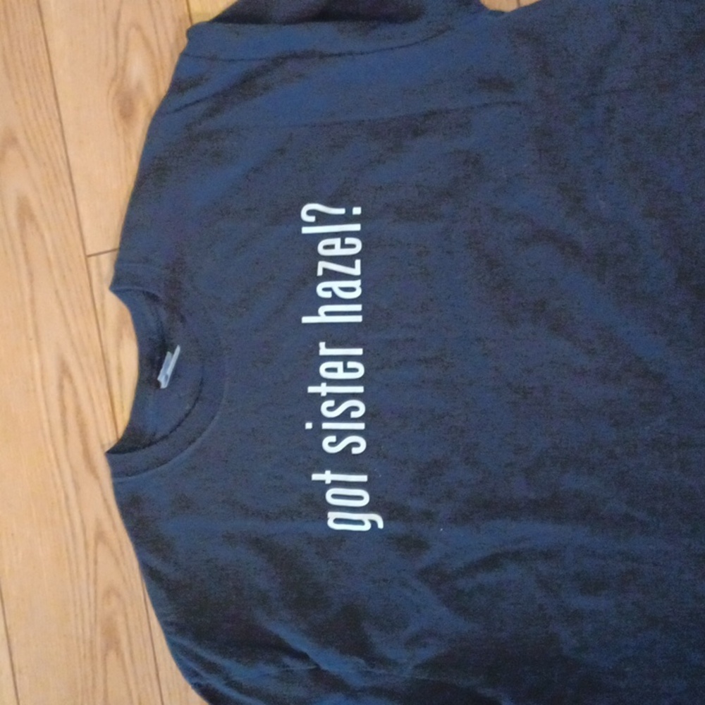 Gildan MENS SS Tee Shirt Navy Slogan "Got Sister Hazel? NWOT